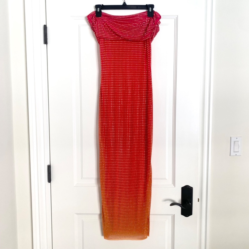 Self Portrait Off Shoulder Rhinestone Embellished Midi Dress - 2 - Picture 12 of 13